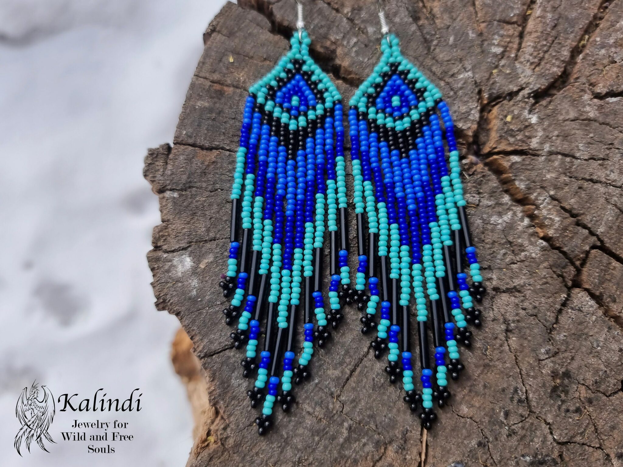 BLUE HANDMADE BEADED EARRINGS