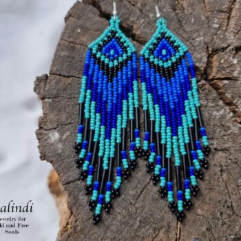 BLUE HANDMADE BEADED EARRINGS