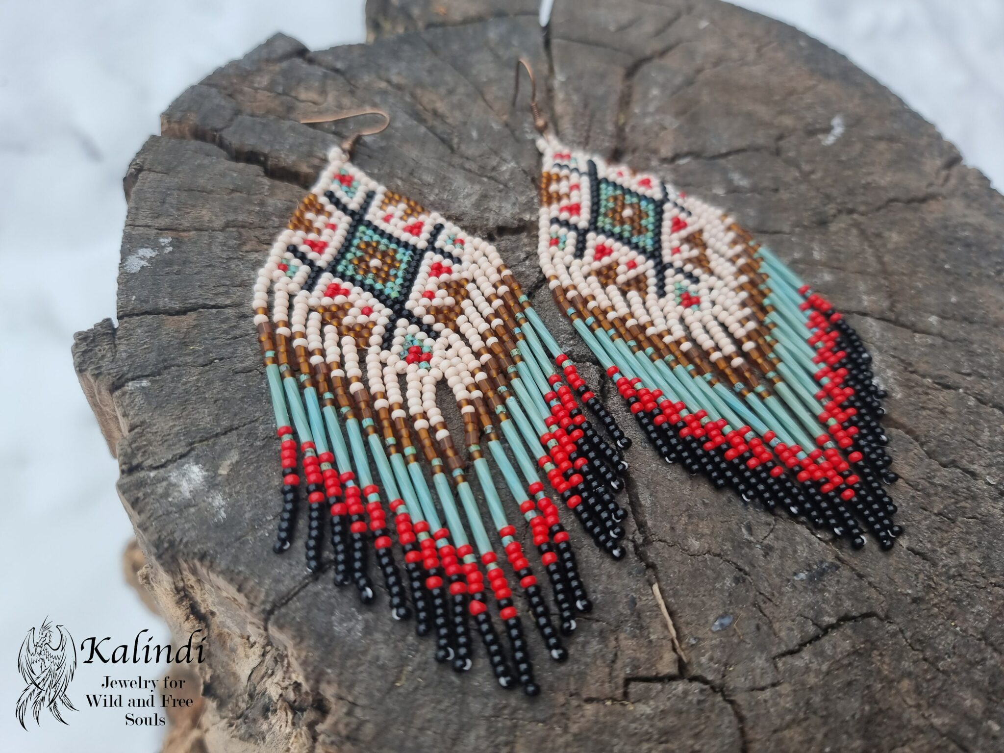 Ethnic handmade beaded earrings