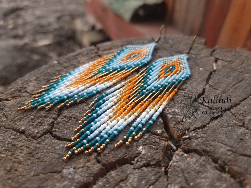 HANDMADE BEADED EARRINGS NATIVE AMERICAN STYLE