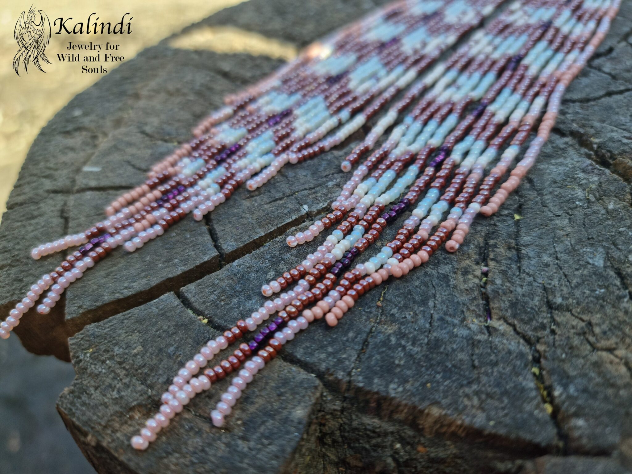 VERY LONG HANDMADE BEADED EARRINGS