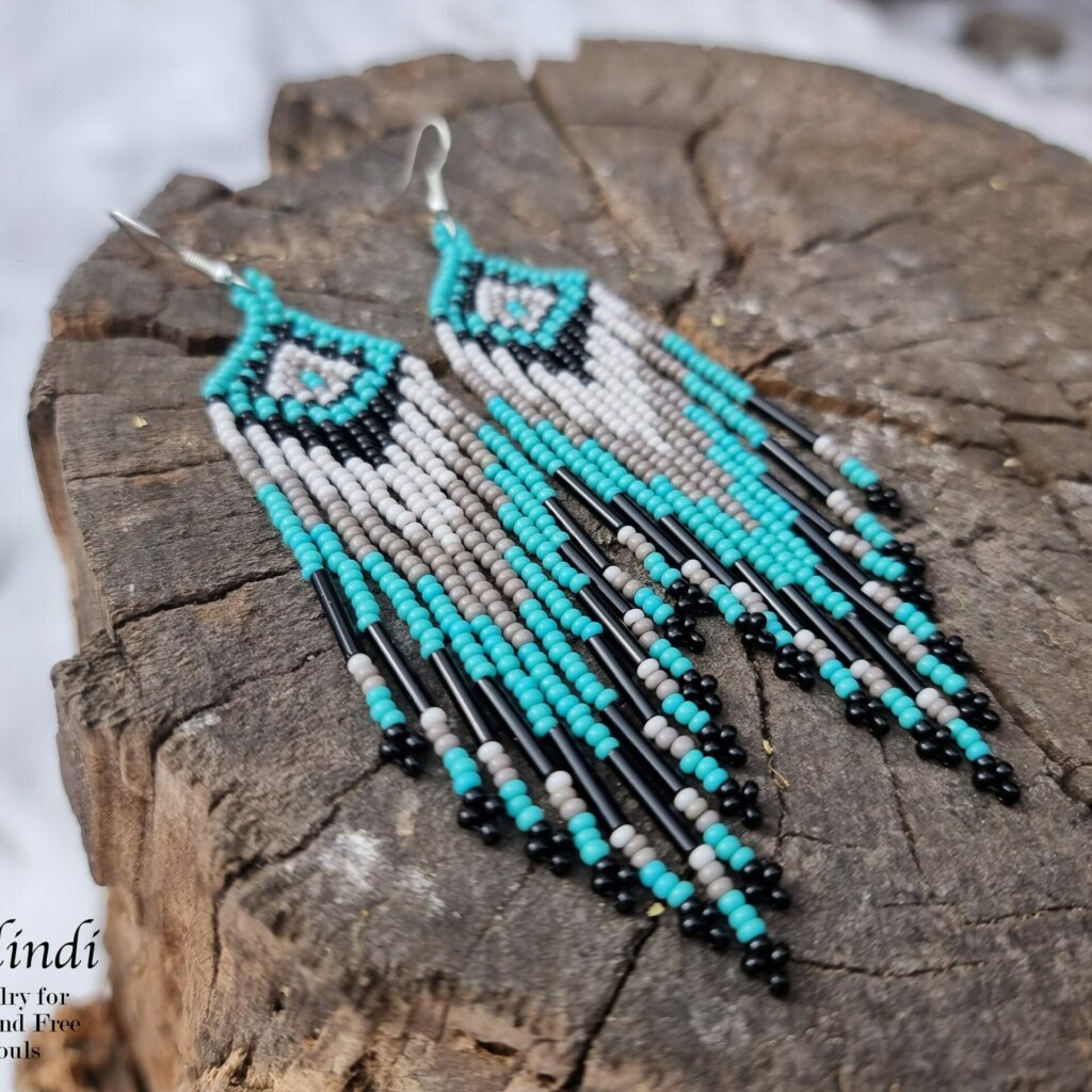 HANDMADE BEADED EARRINGS NATIVE AMERICAN STYLE