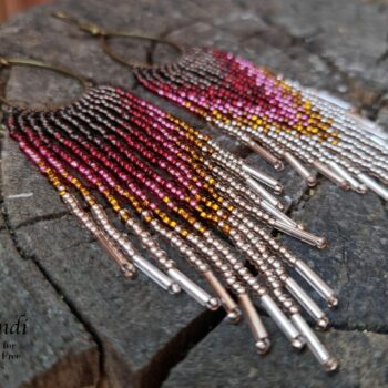 Handmade beaded earrings with fringe