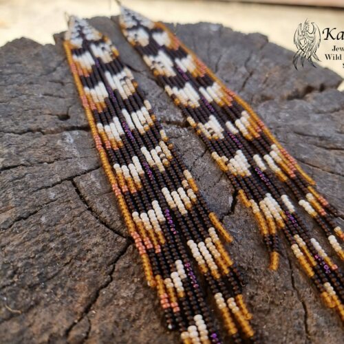 VERY LONG HANDMADE BEADED EARRINGS