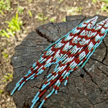 VERY LONG HANDMADE BEADED EARRINGS