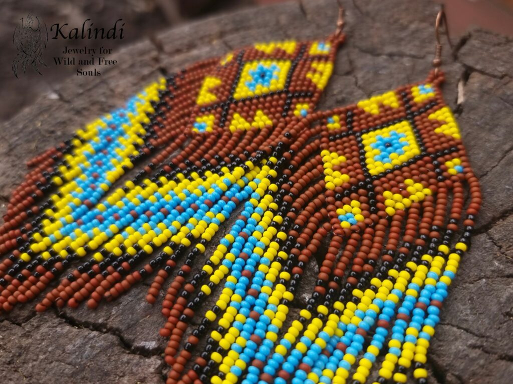 HANDMADE BEADED EARRINGS ETHNO STYLE