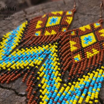 HANDMADE BEADED EARRINGS ETHNO STYLE