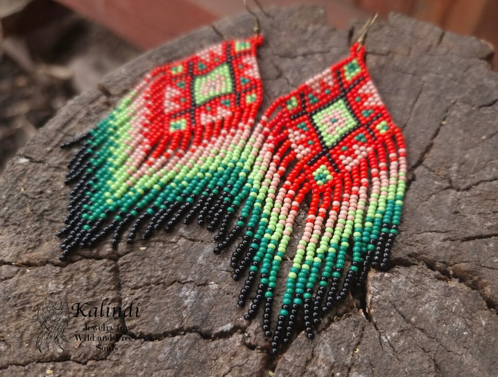 HANDMADE BEADED EARRINGS ETHNO STYLE