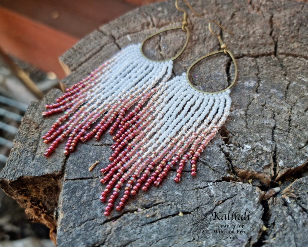 HANDMADE BEADED EARRINGS WITH FRINGE