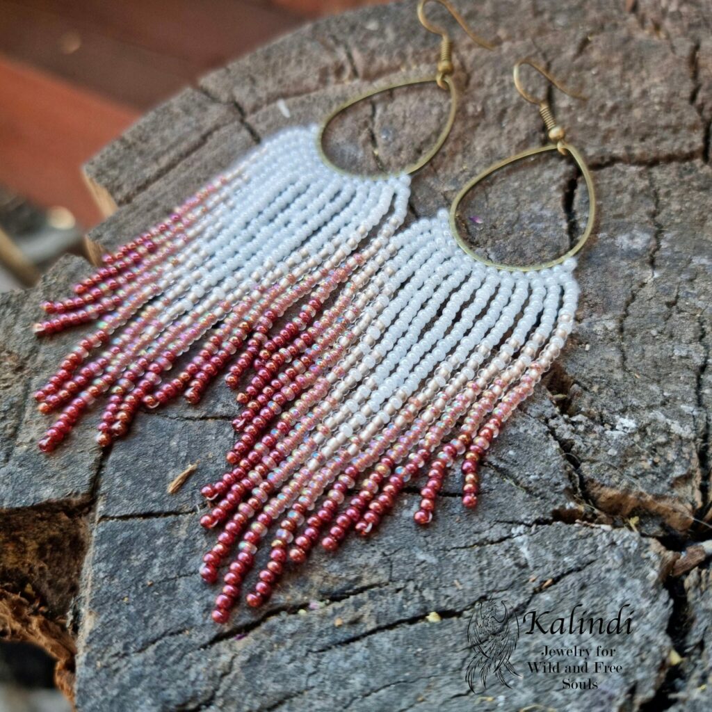 HANDMADE BEADED EARRINGS WITH FRINGE