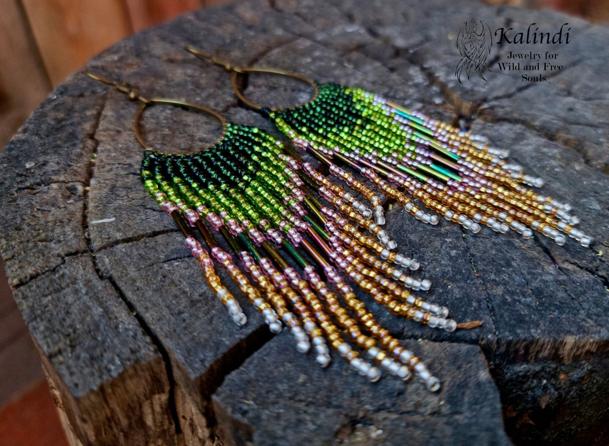 HANDMADE BEADED EARRINGS WITH FRINGE