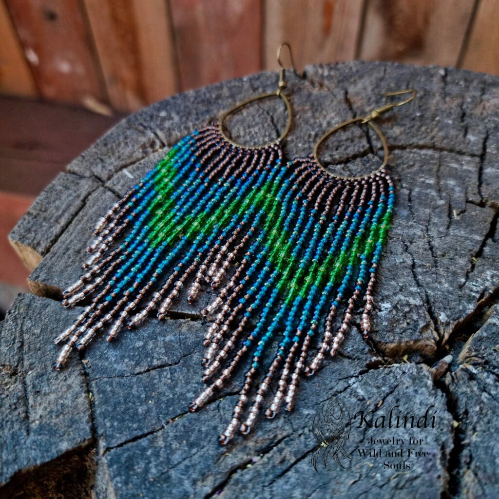 HANDMADE BEADED EARRINGS WITH FRINGE