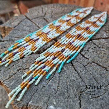 VERY LONG HANDMADE BEADED EARRINGS