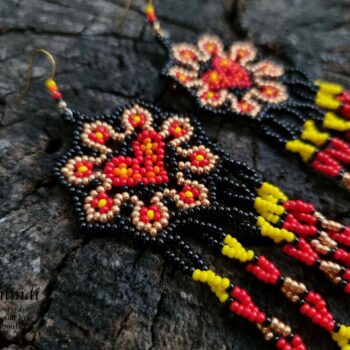 BEADED EARRINGS IN MEXICAN HUICHOL STYLE