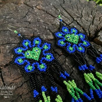 Beaded earrings in Mexican Huichol style