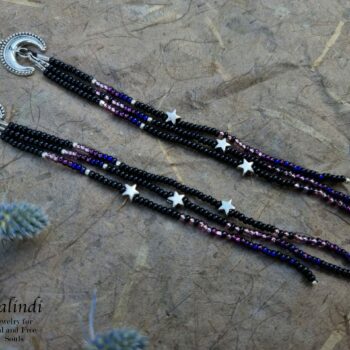 Handmade Beaded Moon and Stars Earrings