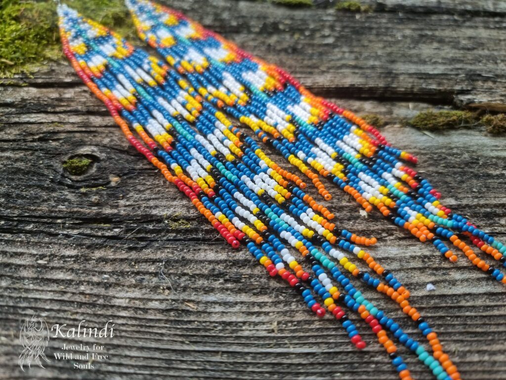 Very Long Handmade Beaded Earrings