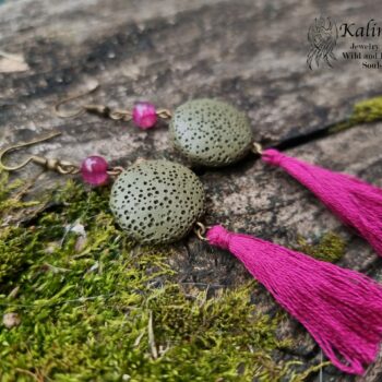 Earrings with lava and tassels