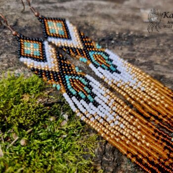 Long Handmade Beaded Earrings in Native American style