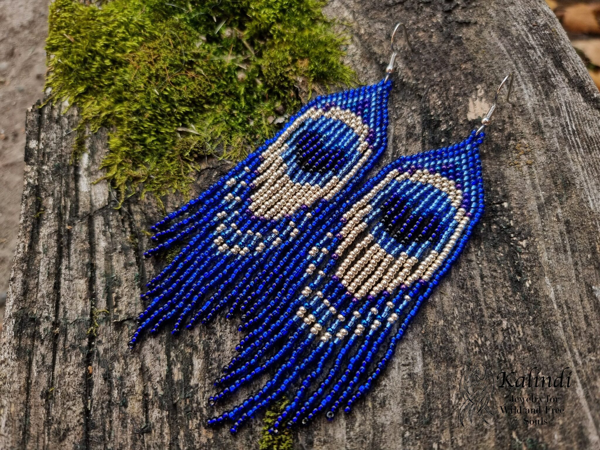 HANDMAD PEACOCK BEADED EARRINGS