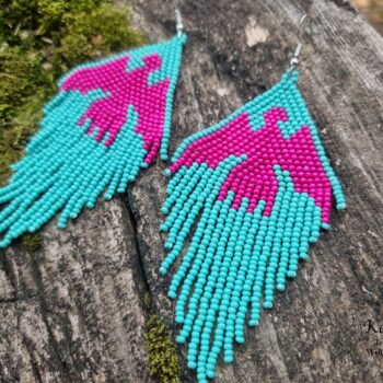 Handmade beaded earrings with an eagle