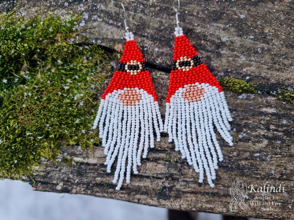 HANDMADE BEADED EARRINGS Santa Claus