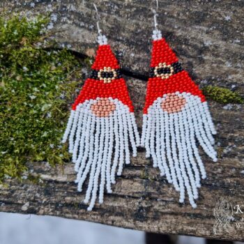 HANDMADE BEADED EARRINGS Santa Claus