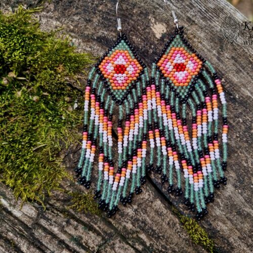 Fringed beaded earrings