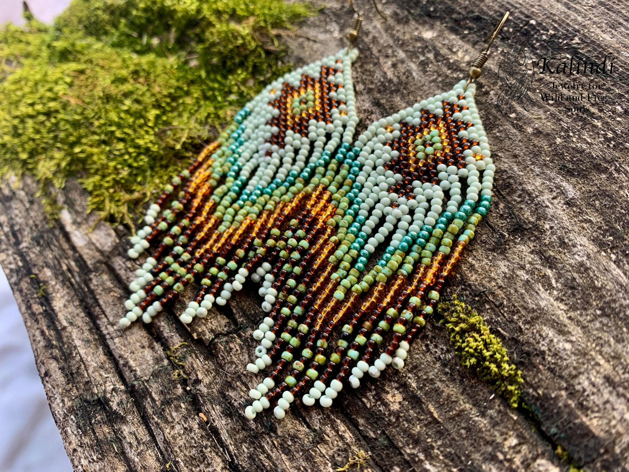 SEED BEADED EARRINGS NATIVE AMERICAN STYLE