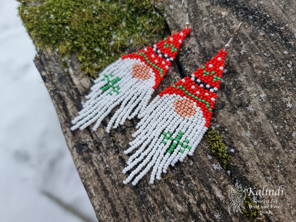 HANDMADE BEADED EARRINGS GNOMES