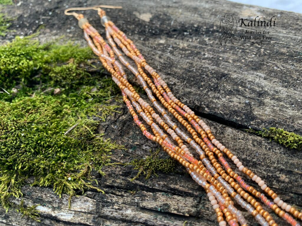 LONG BEADED TASSEL EARRINGS