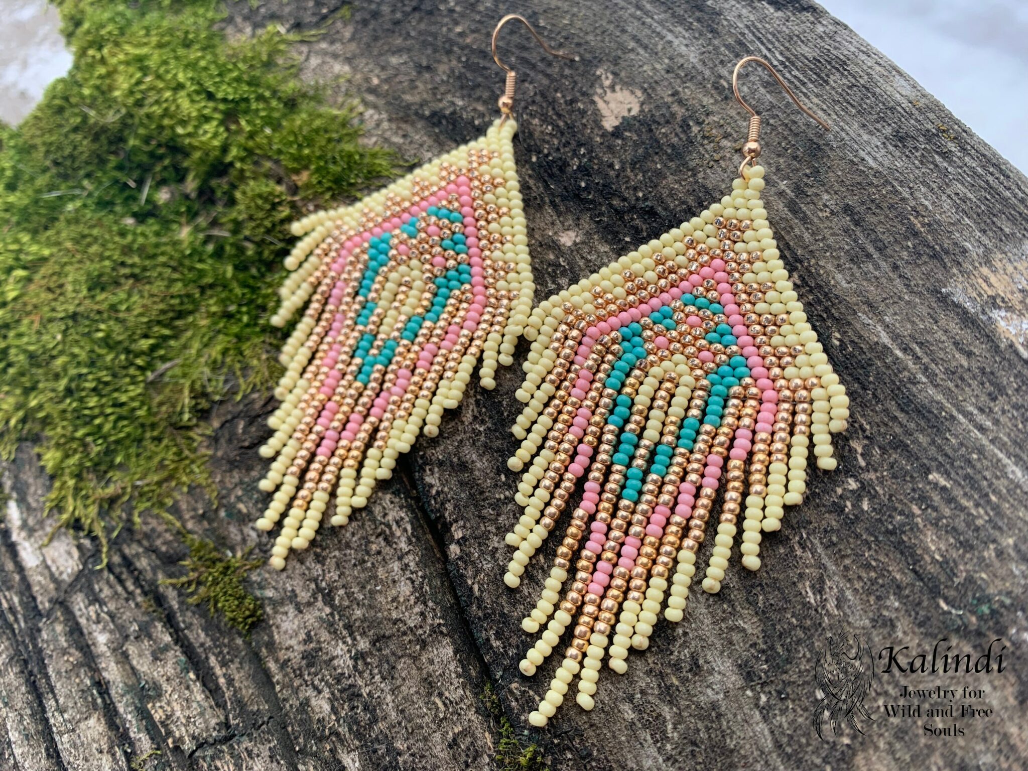 Delicate handmade beaded earrings