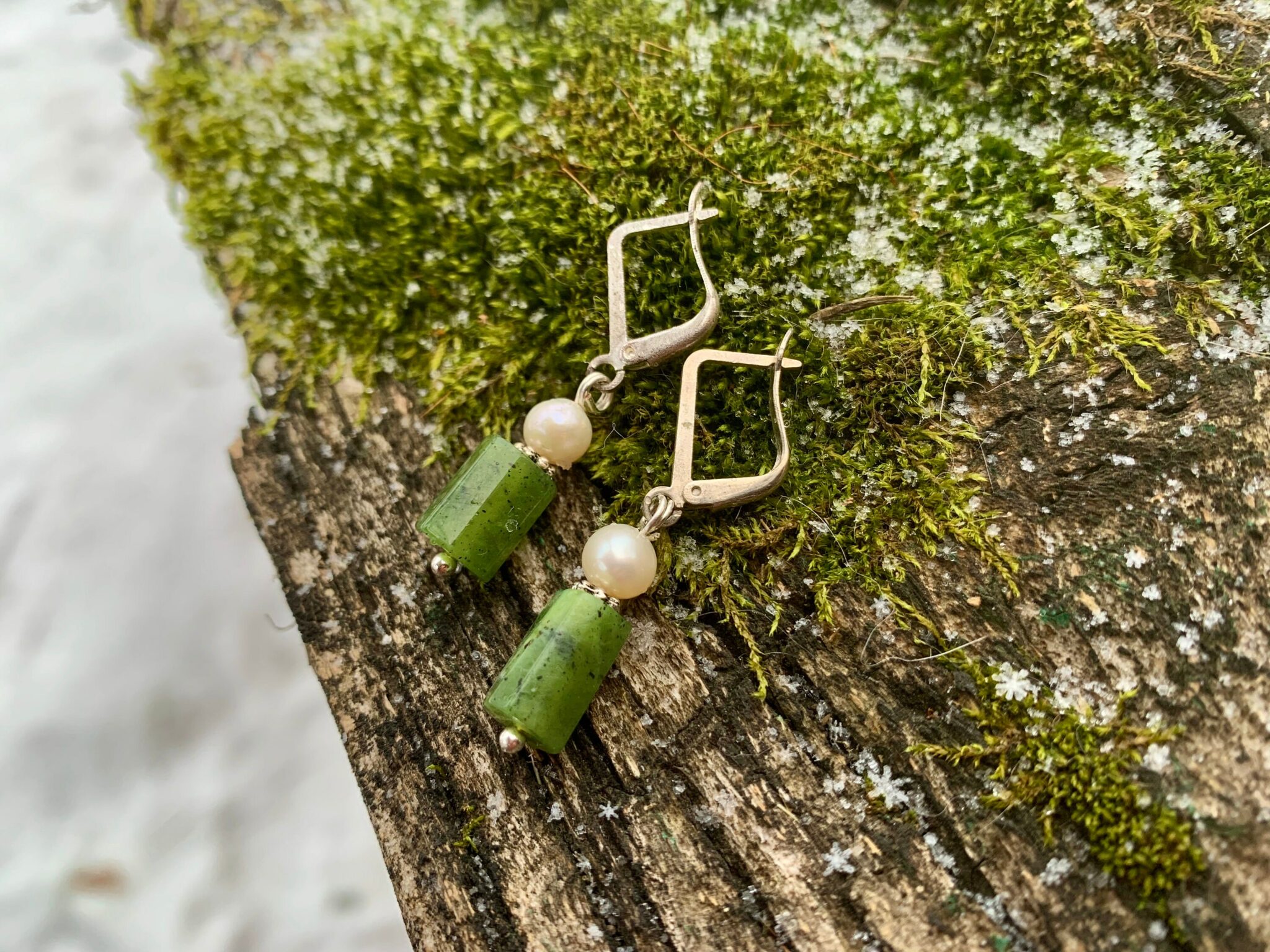 Jade and Pearl earrings