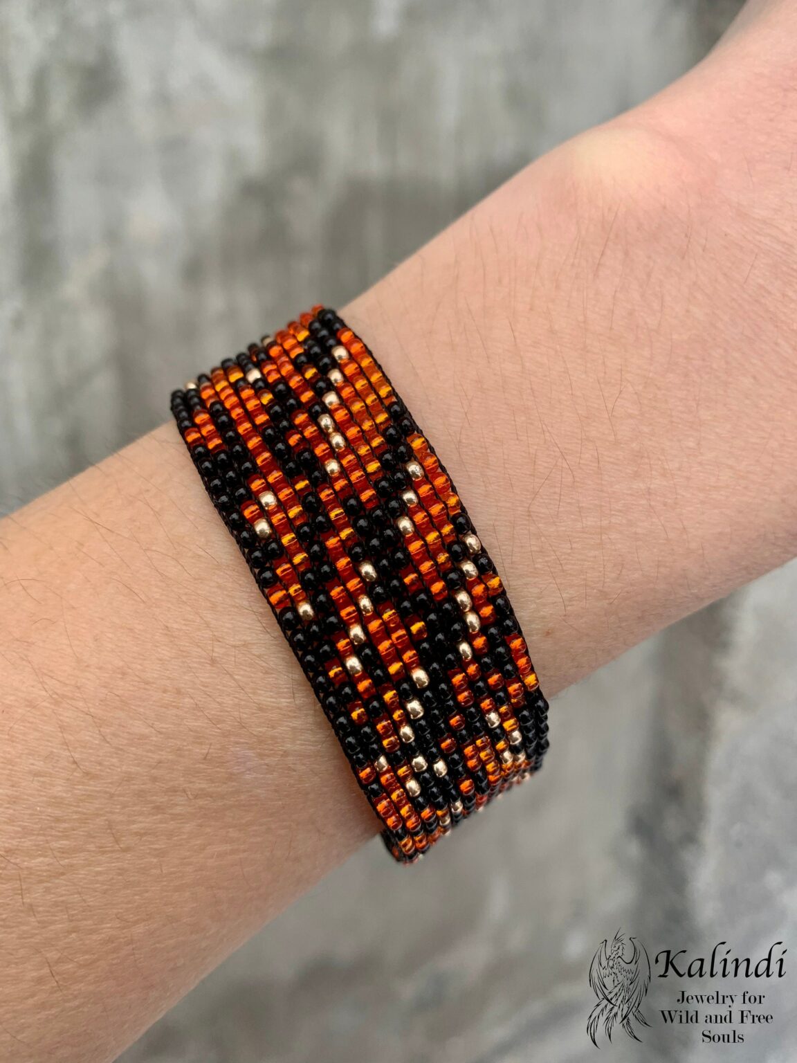 Fire Seed Bead Bracelet