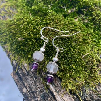 Earrings with mountain quartz and amethyst