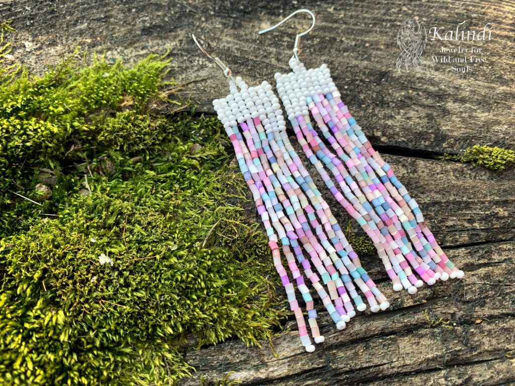 Delicate handmade beaded earrings