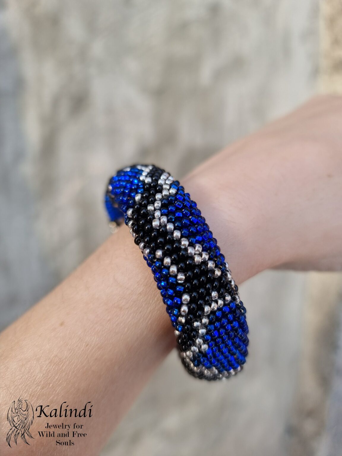 Blue Python Beaded Bracelet