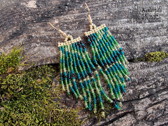 Earrings Malachite from handmade beads