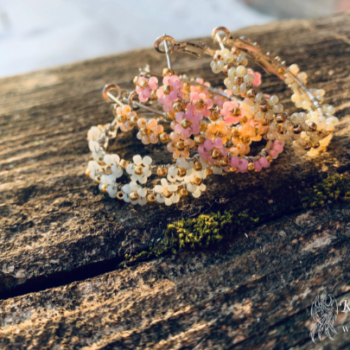 Handmade hoop earrings with flowers