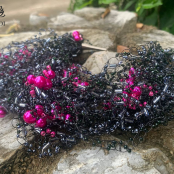 Black and Pink CROCHET AIR NECKLACE