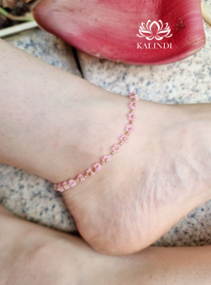 Anklet Delicate Beaded Flowers