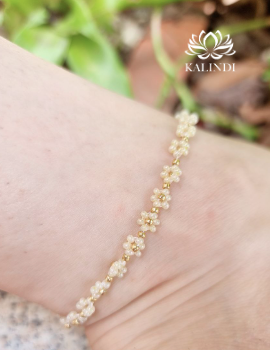 Anklet Delicate Beaded Flowers