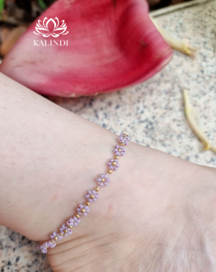 Anklet Delicate Beaded Flowers