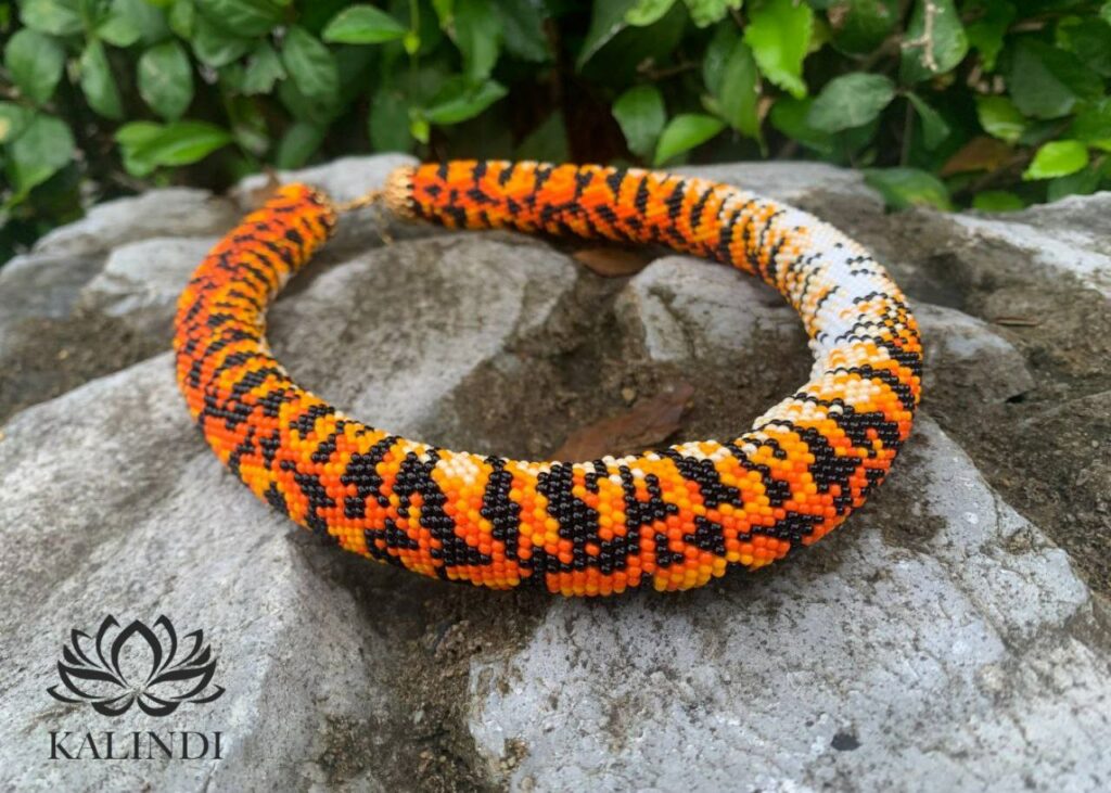 Tiger crochet rope necklace