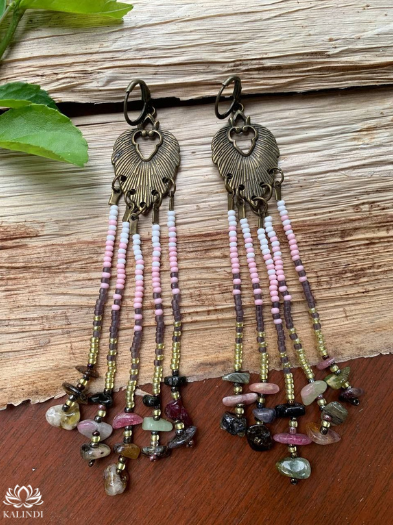 Handmade beaded earrings with tourmaline eco style