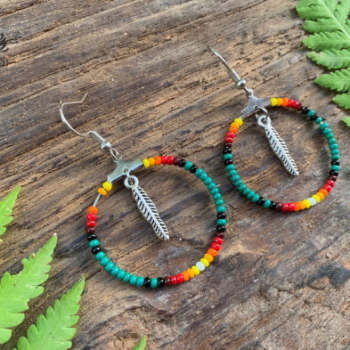 BEADED HOOP EARRINGS NATIVE AMERICAN STYLE