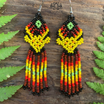 Beaded Earrings Deer Huichol Style