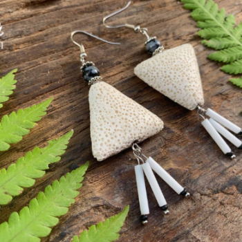 Earrings with white coral