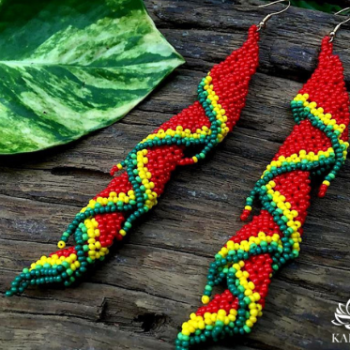 HANDMADE BEADED EARRINGS heliconia