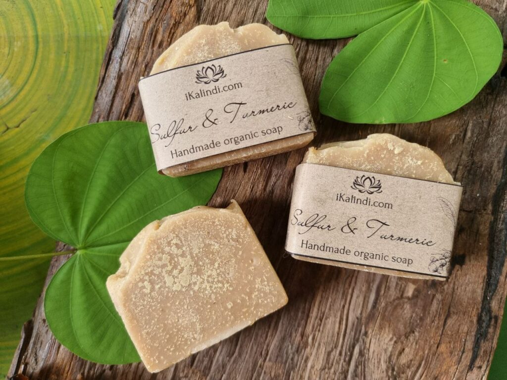 Sulfur and turmeric natural vegan soap